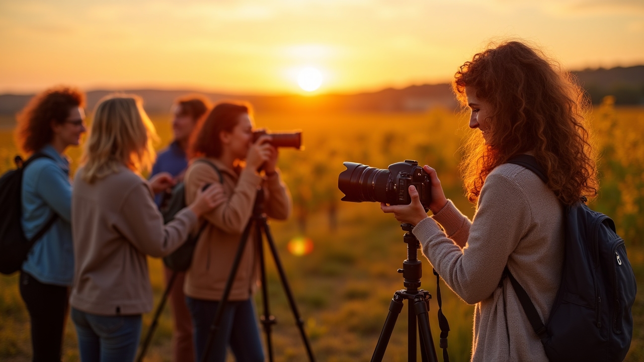Atelier de photographie en action dans un paysage français
